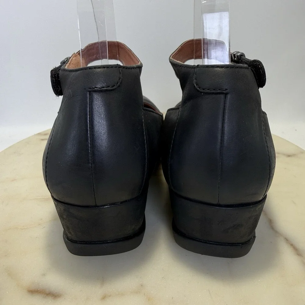 Dansko Black Wedge Shoes Shaylee Ankle Strap Leather Comfort 41/9.5 - Picture 4 of 8